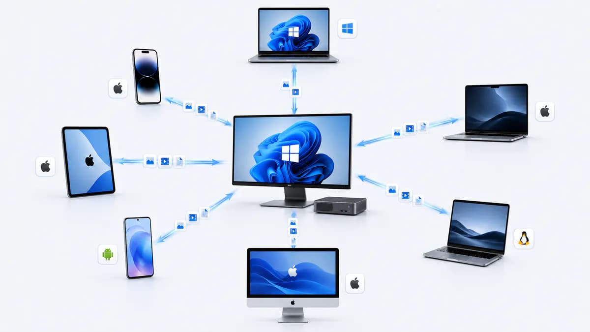 Send and receive files between Windows, iPhone, iPad, Android, macOS and Linux through a browser invitation—without installing Glass Desktop Box on the guest device.