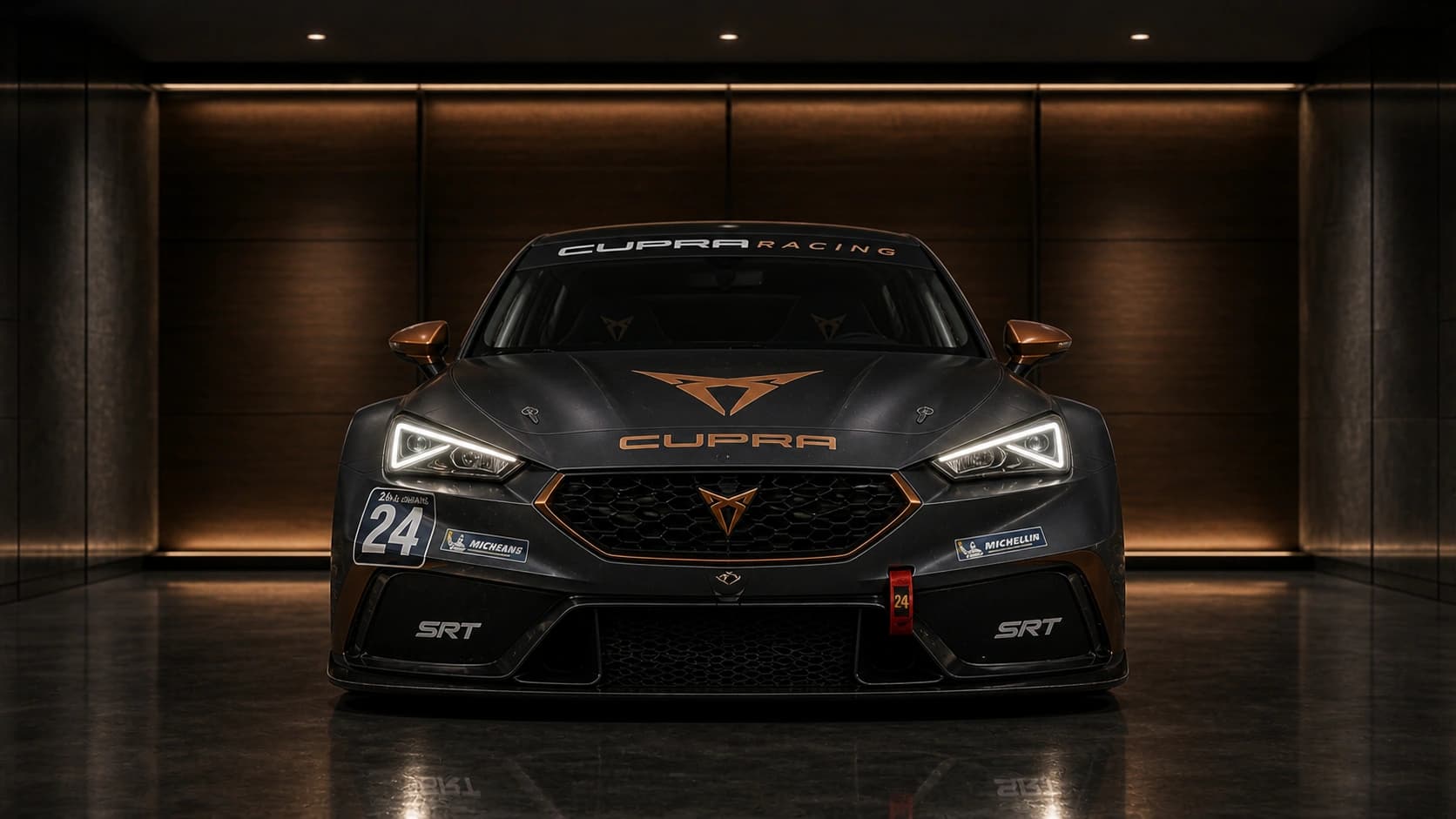 Lamborghini Race Car 24 чёрного цвета в тёмном роскошном гараже — для организации рабочего стола с обменом файлами