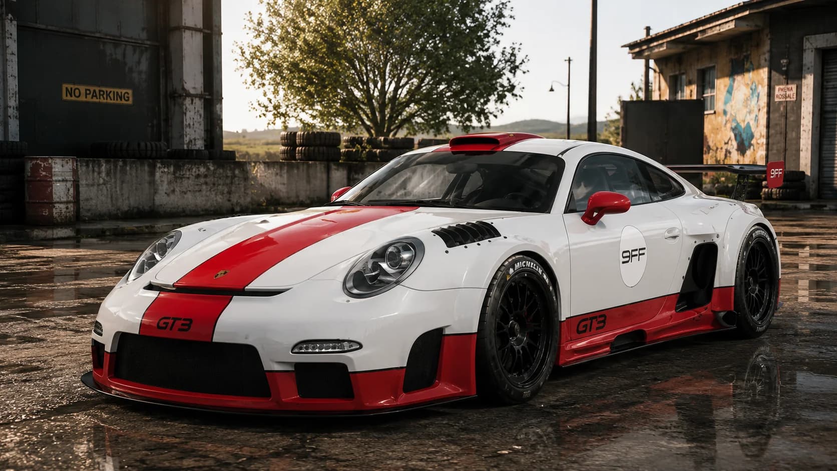 Бело-красный гоночный Porsche — для современной программы организации рабочего стола Windows