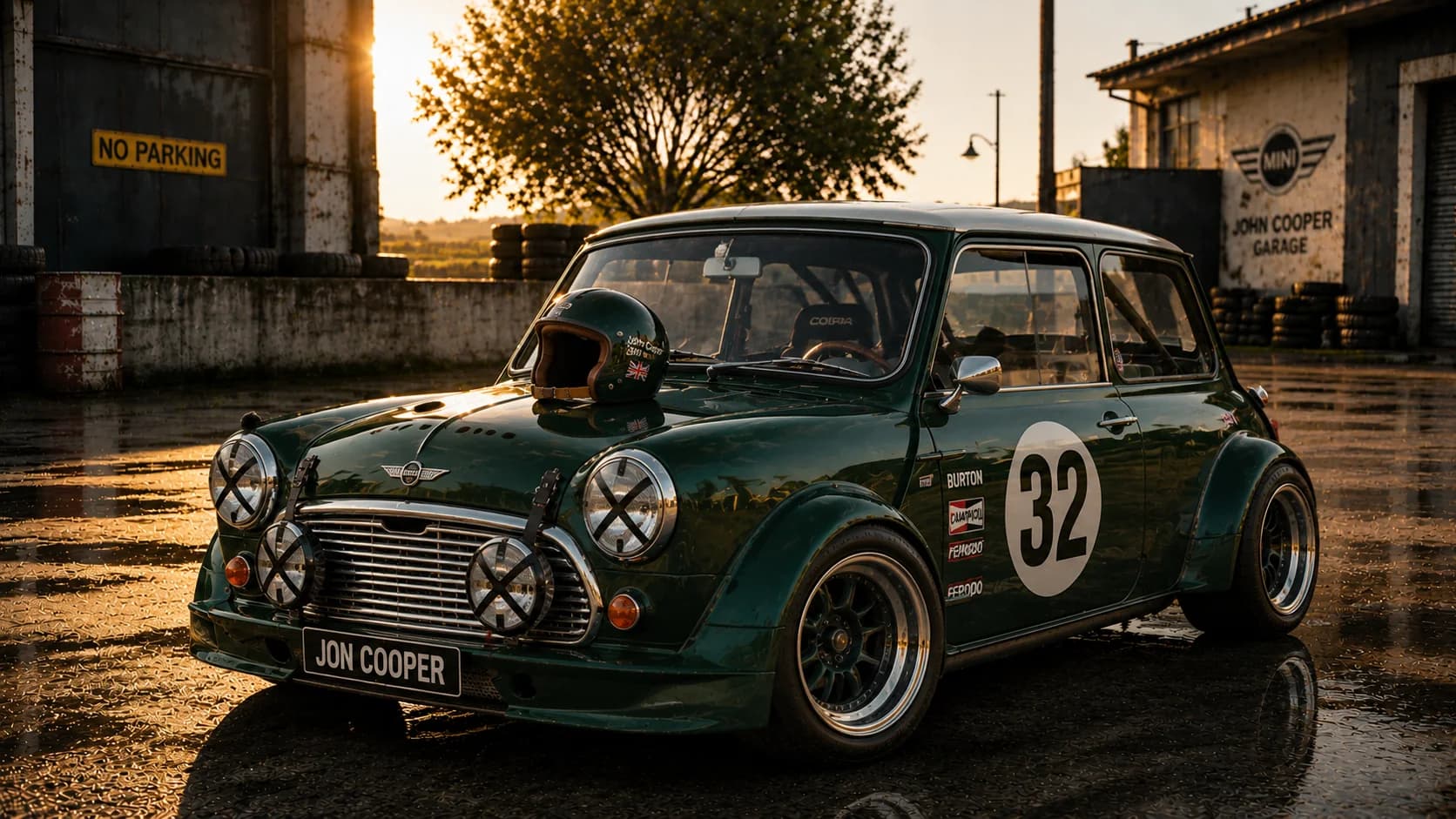 Зелёный гоночный Mini номер 32 — для чистого и упорядоченного рабочего стола Windows