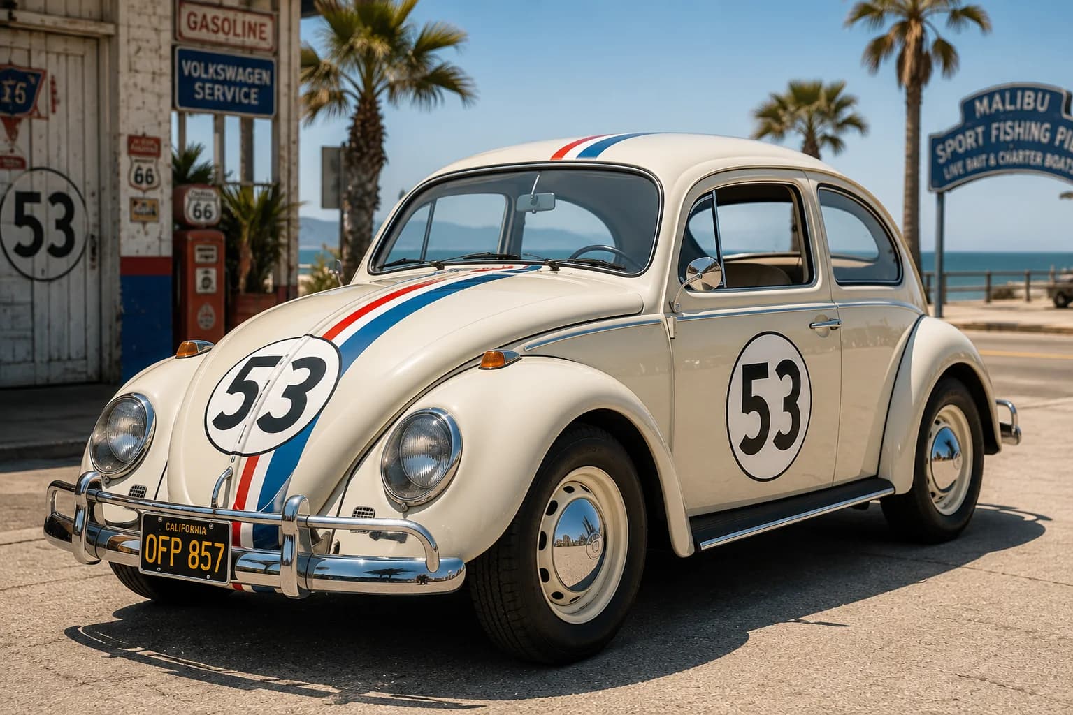 Бело-синий Volkswagen Beetle номер 53 — для визуальной организации файлов на рабочем столе