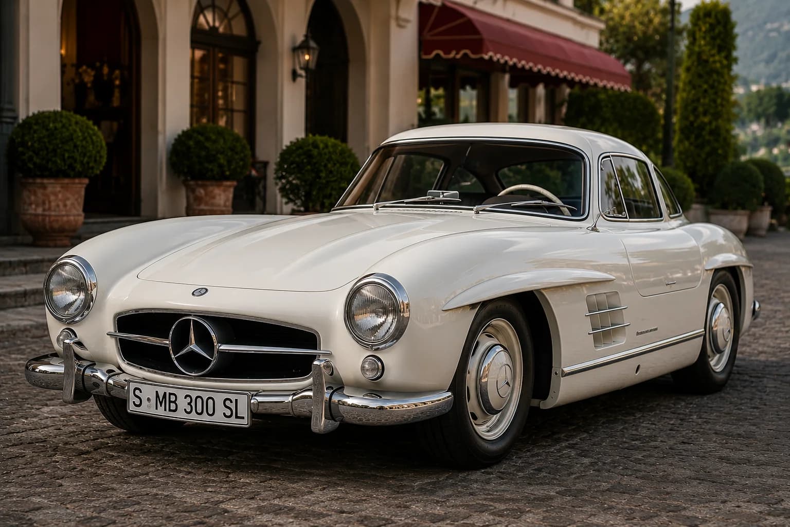 Белый Mercedes 300 SL Gullwing — для чистого и упорядоченного рабочего стола Windows