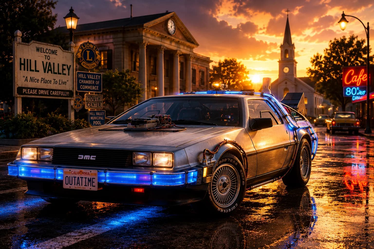 DeLorean в неоновом городе — для визуальной организации файлов на рабочем столе