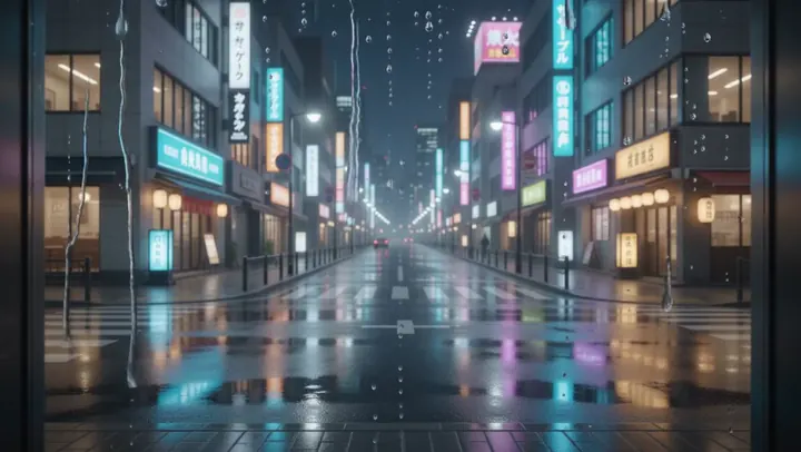 Taxi de Tokio bajo la lluvia — Taxi de Tokio bajo la lluvia cobra vida como una animación silenciosa para cajas y el escritorio.