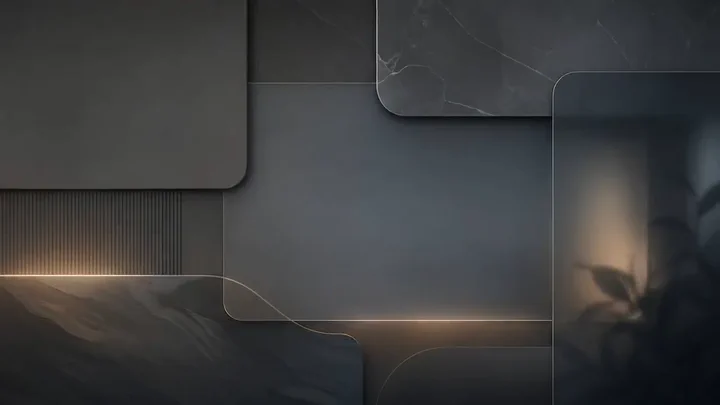 瞑想的な建築パネル — 建築パネルがミニマルで落ち着いた構図の中を動きます。