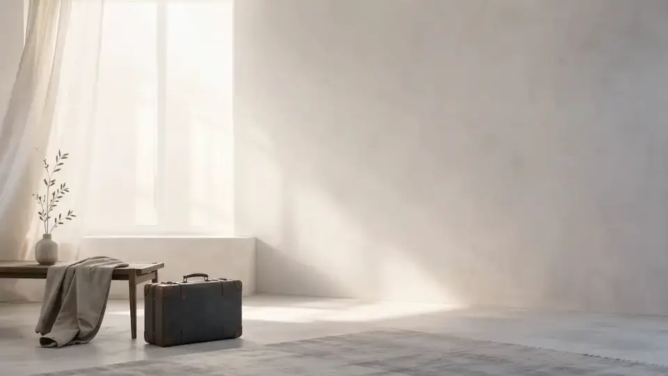 穏やかな動き 6 — 白いカーテンがそよ風にやさしく揺れます。