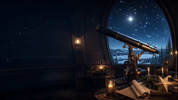 Snowy Observatory Telescope — A silent seasonal animation featuring “Snowy Observatory Telescope” for boxes and the desktop.