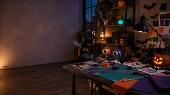 Halloween Craft Table — A silent seasonal animation featuring “Halloween Craft Table” for boxes and the desktop.