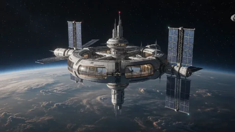 Back in Space 2. 明るい宇宙ステーションが惑星の上空を穏やかに漂います