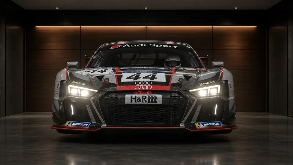 Windowsデスクトップとワークスペースを視覚的に整理するための Audi R8 Race 44 アニメーションカー背景