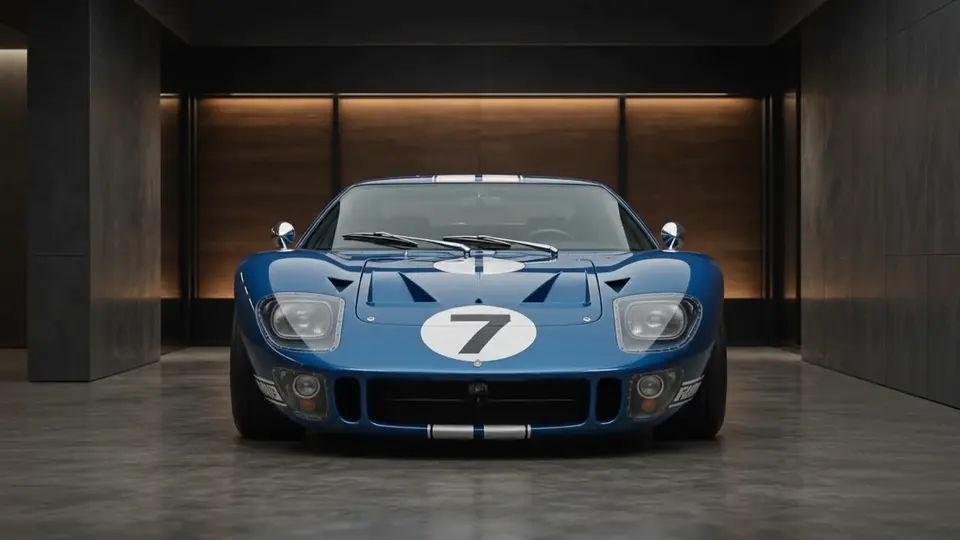 Blue GT40 Number 7 como fondo de coche animado para organizar visualmente el escritorio de Windows y el espacio de trabajo