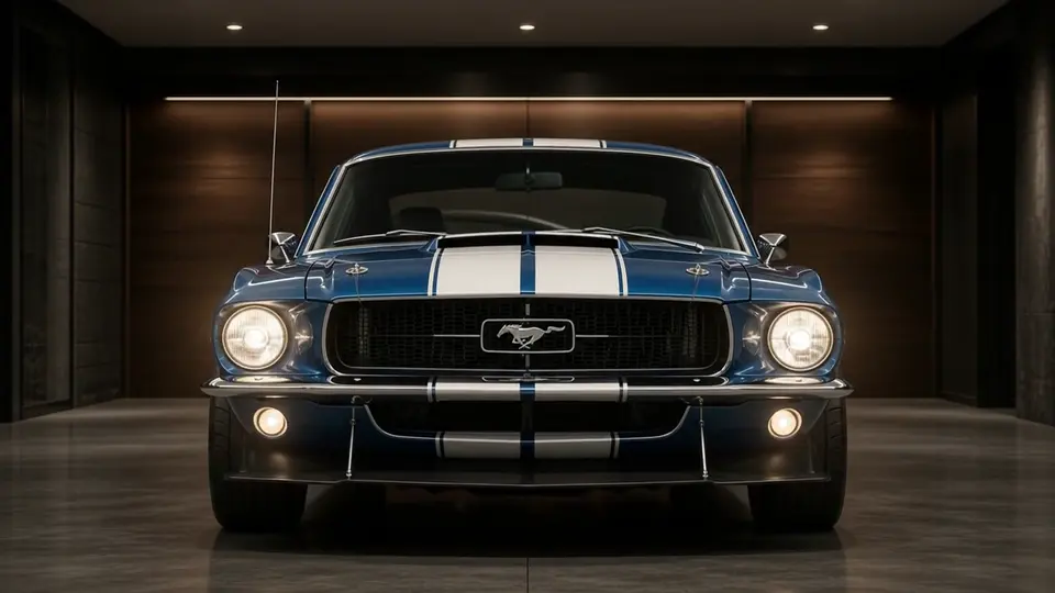 Blue Mustang Stripes como fondo de coche animado para organizar visualmente el escritorio de Windows y el espacio de trabajo