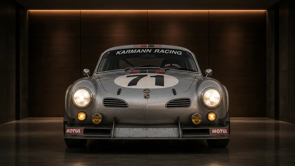Windowsデスクトップとワークスペースを視覚的に整理するための Karmann Touring Classic アニメーションカー背景