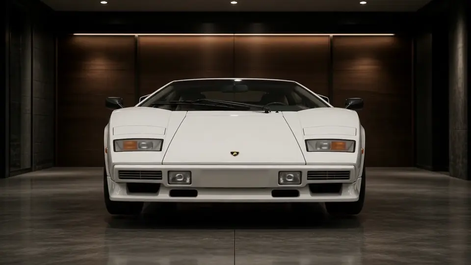 White Countach Icon como fondo de coche animado para organizar visualmente el escritorio de Windows y el espacio de trabajo