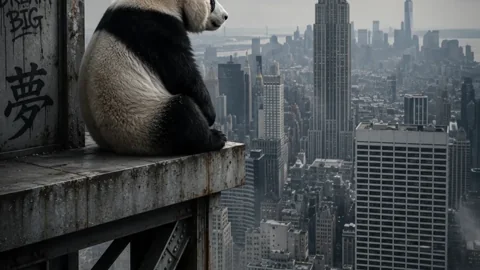 Hannah sobre Nueva York. Hannah contempla tranquilamente el horizonte de Nueva York.