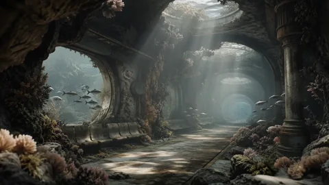 Pasaje sumergido. Una animación tranquila y sin sonido: Pasaje sumergido.